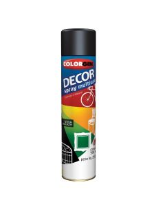 Tinta Spray Colorgin Decor - Preto Brilhante 360ml | 8701